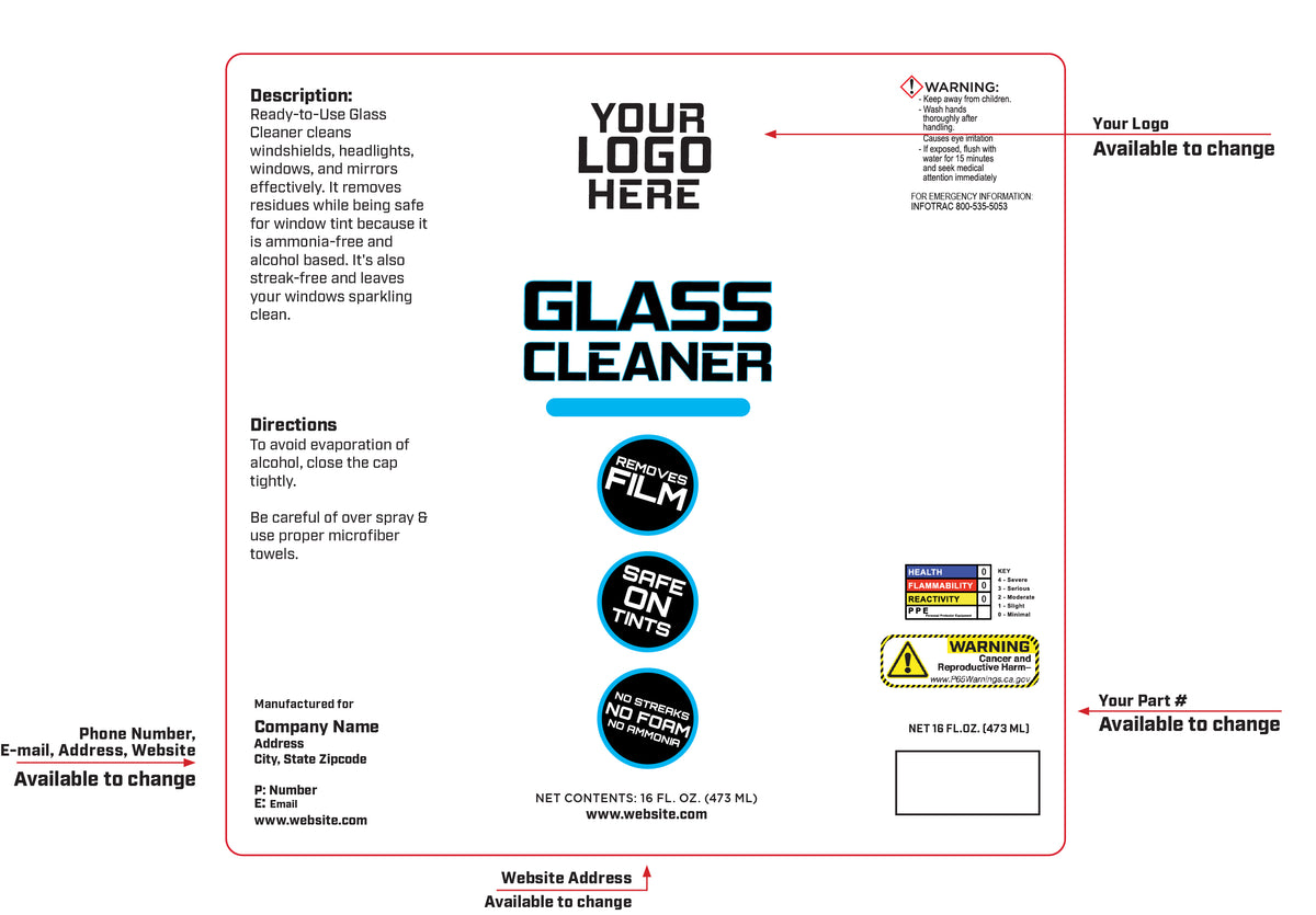 tint-safe glass cleaner vs ammonia cleaner comparison product labels