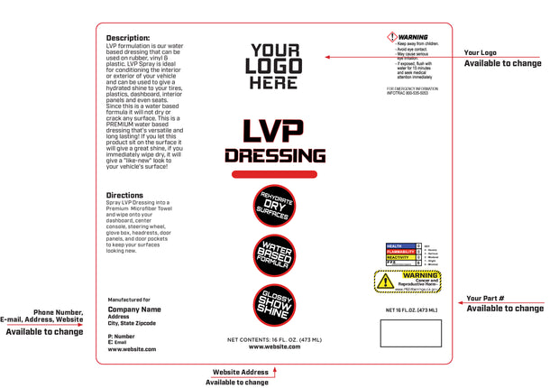 Private Label Rubber Vinyl Plastic Spray Dressing