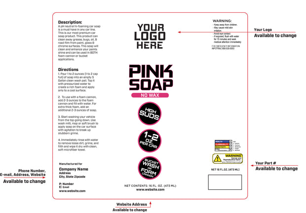 Private Label Hi Foam Pink Soap (no wax)