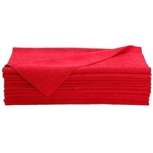 Edgeless Basic Microfiber Towel 380 GSM, 16"x16", Fiery Red (12 pcs/pk, 240 pcs/cs)