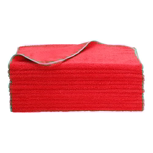 16"x24" Microfiber Elite Towel 380 GSM Red/Green Overlock (120 Pcs/Ctn)