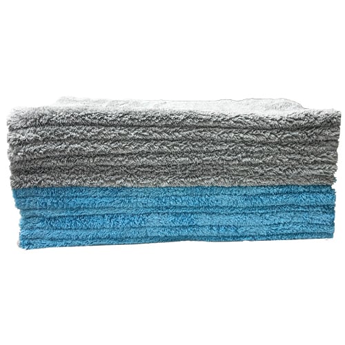 Plush-Duo Edgeless Microfiber Towel 700 GSM, 16"x16", Blue / Grey (12 pcs/pk, 120 pcs/cs)