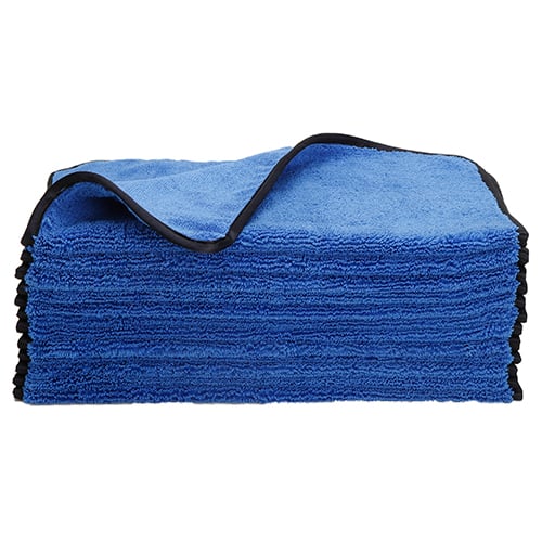 Premium Microfiber Polishing Towel 500 GSM, 24"x16", Dark Blue / Black (12 pcs/pk, 60 pcs/cs)
