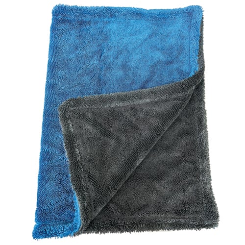 Duo-Force Twisted Loop Microfiber Drying Towel 1200 GSM, 16"x24", Blue / Gray (36 pcs/cs)