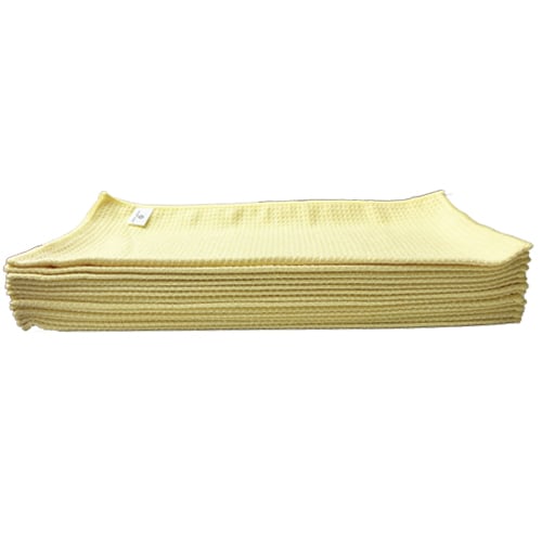 Yellow Waffle Microfiber Glass Towel 360 GSM, 16"x16" (240pcs/cs)