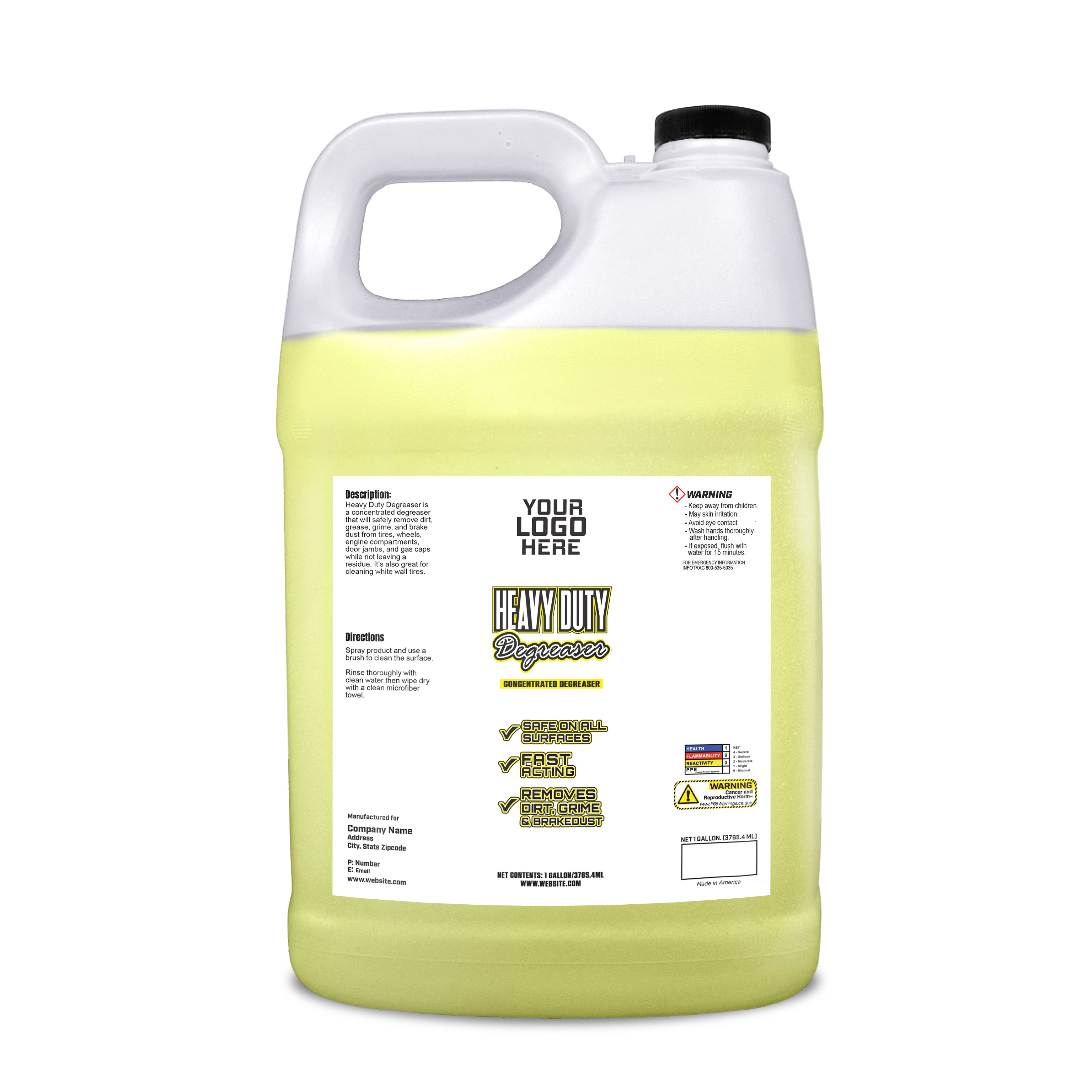 Private Label 1 gallon Concentrate Yellow Degreaser & Wheel Cleaner