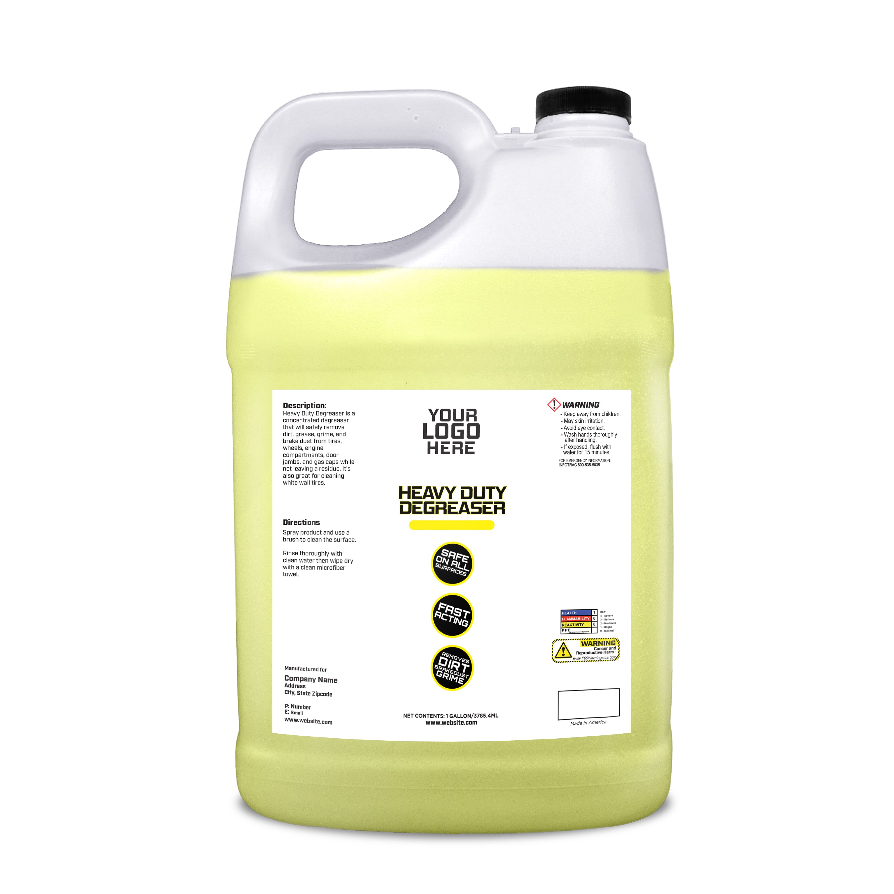 Private Label 1 gallon Concentrate Yellow Degreaser & Wheel Cleaner