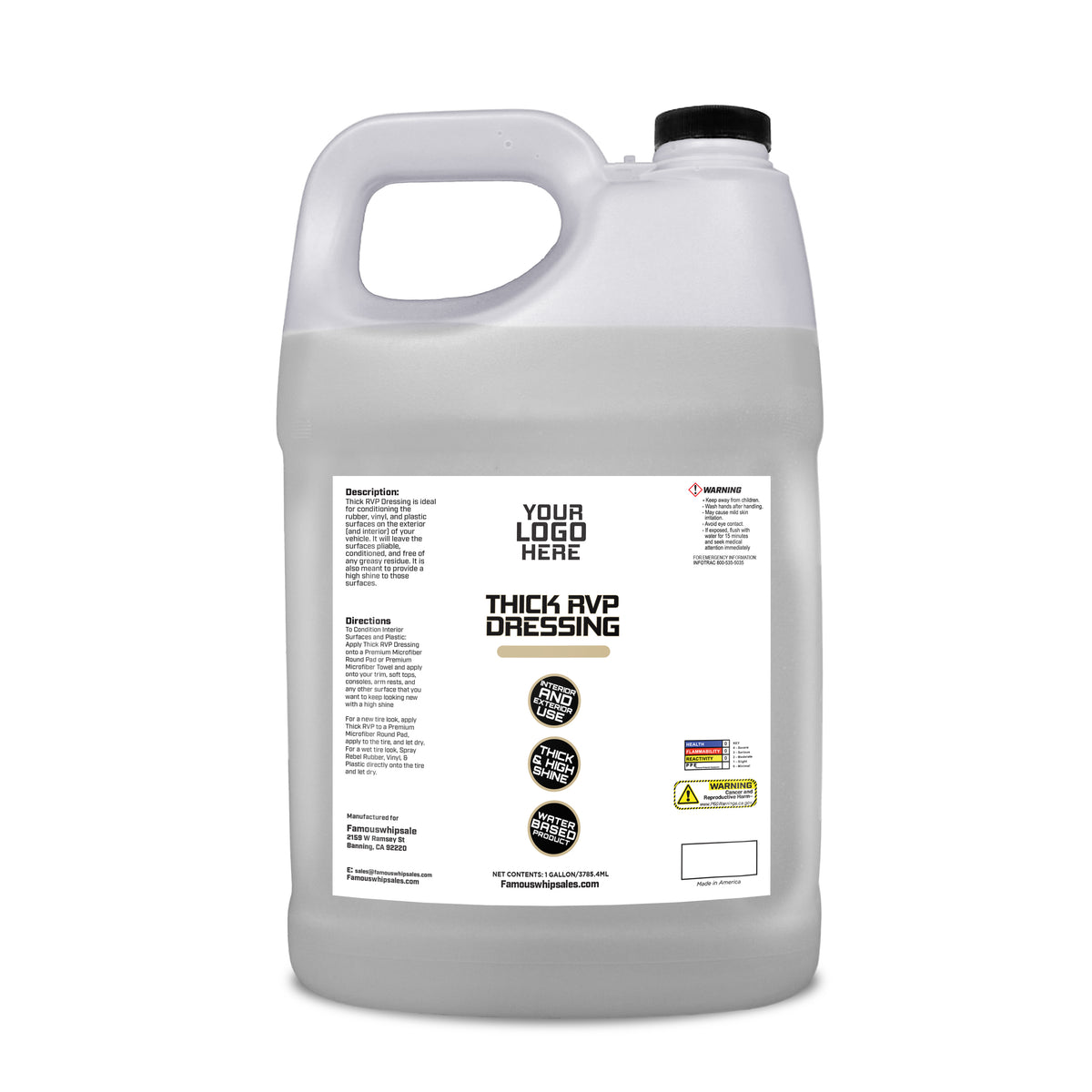 Water Based Dressing Private Label 1 Gallon Water Based Dressing (Thick formula) – Renegade ...